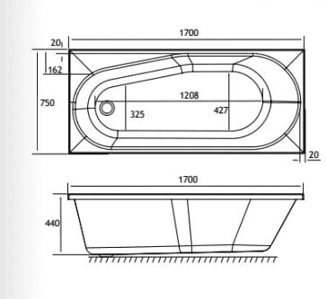 Eastbrook Single Ended Bath Eastbrook Fitzroy Single Ended Bath - 1700 x 750mm