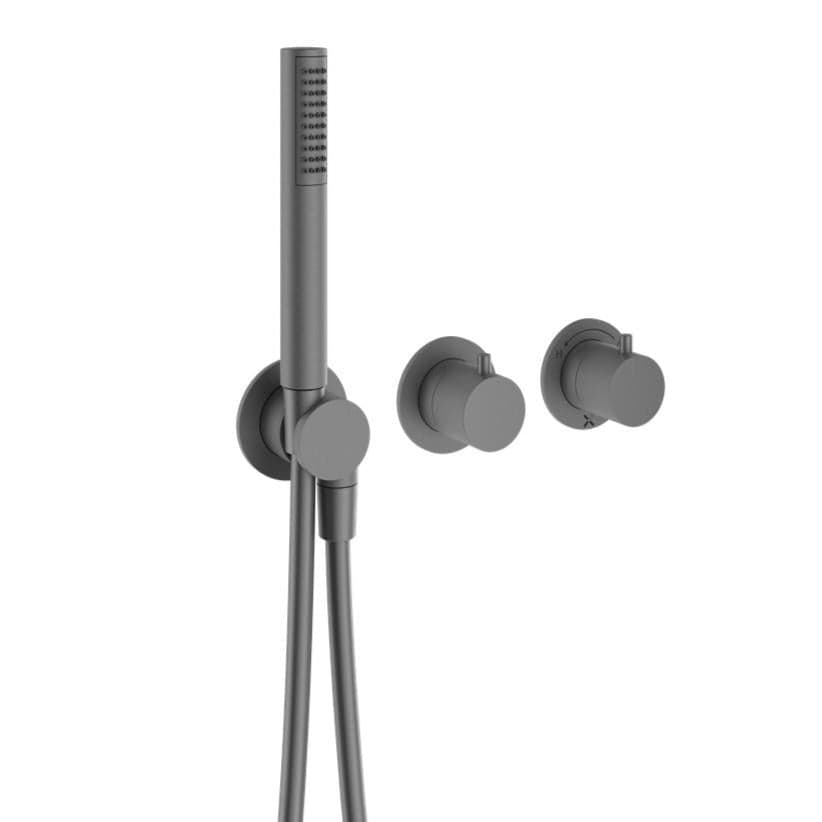 Crosswater Concealed Shower Valve Slate Crosswater MPRO Module 2 Outlet, 2 Handle Concealed Thermostatic Shower Valve with Shower Handset