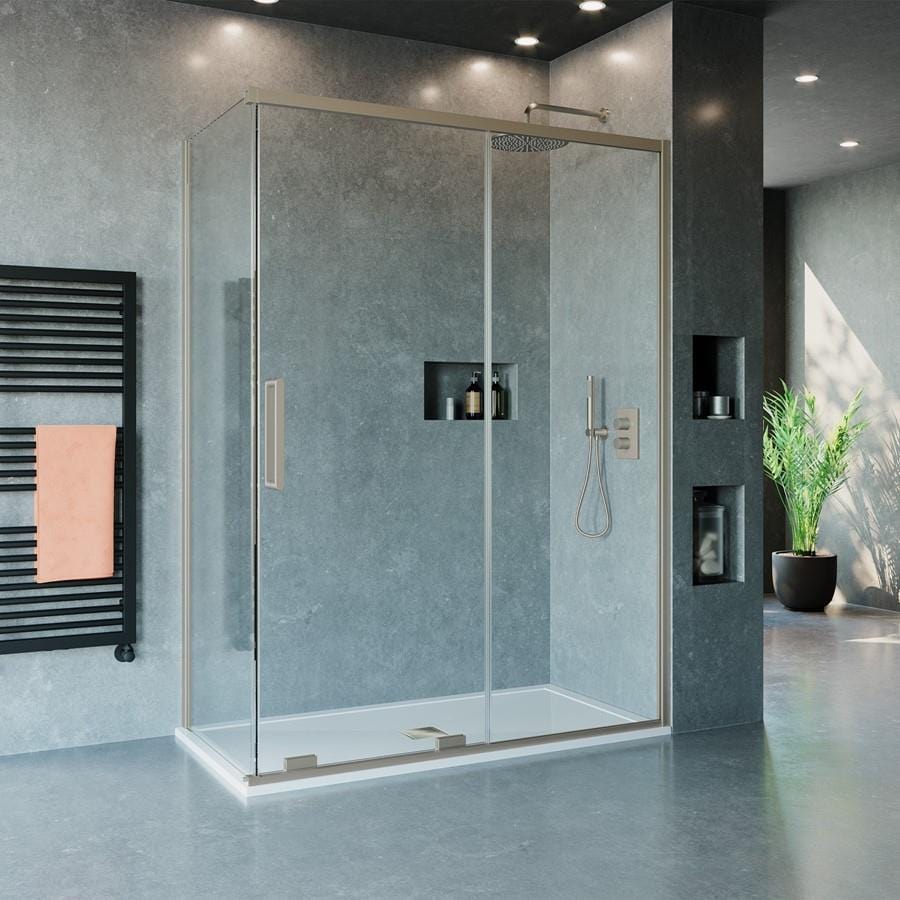 Crosswater Sliding Shower Door Brushed Stainless Steel / 800mm Crosswater Optix 10 Side Panel for Sliding Doors