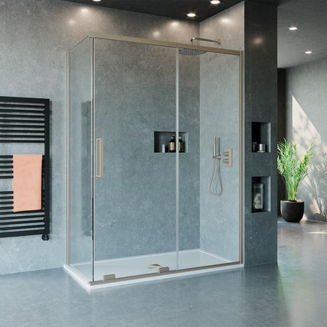 Crosswater Sliding Shower Door Brushed Stainless Steel / 800mm Crosswater Optix 10 Side Panel for Sliding Doors