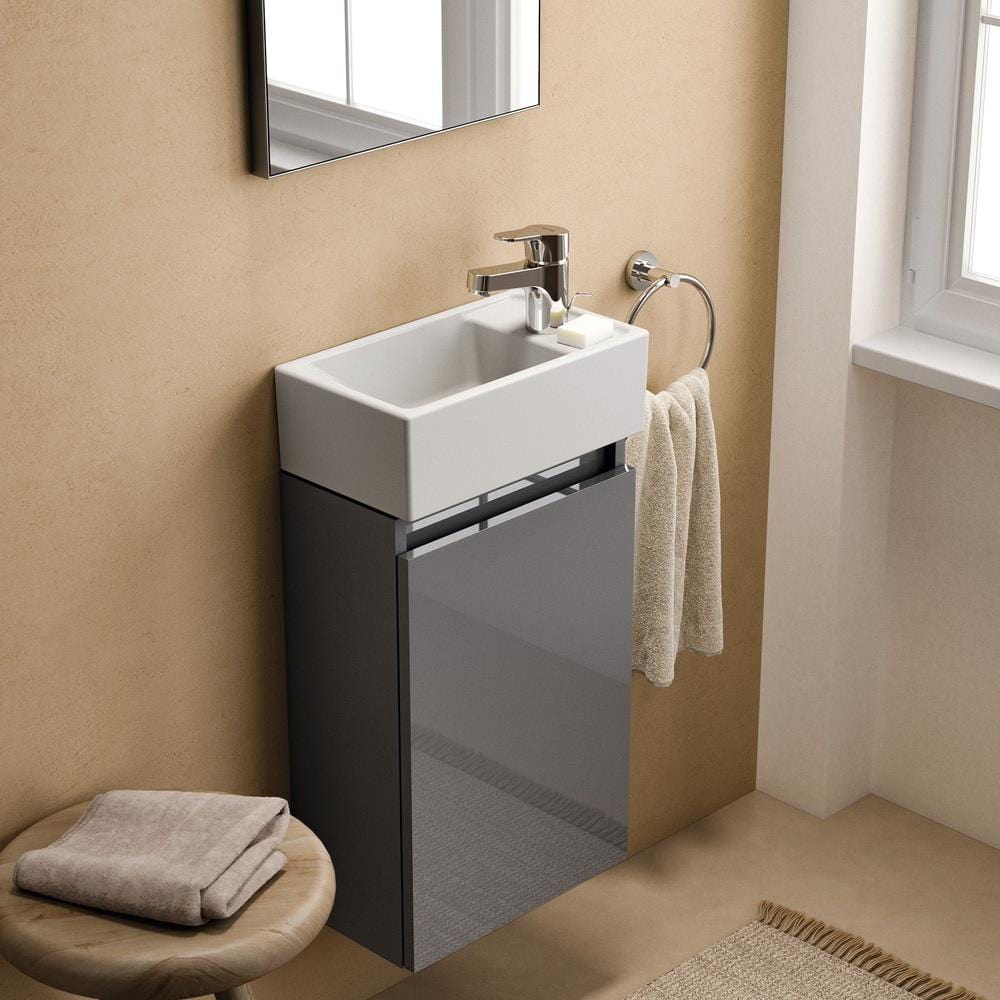 Ideal Standard Wall Mounted Vanity Unit Ideal Standard Eurovit + 350mm Wall Mounted Cloakroom Vanity Unit with 1 Tap Hole Basin