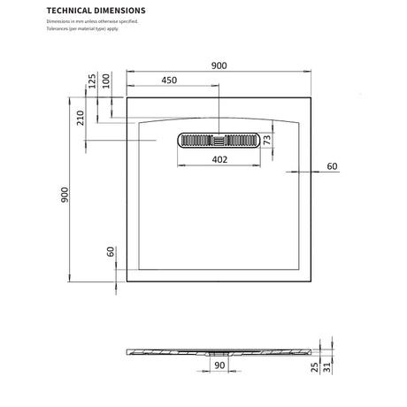 Crosswater Square Shower Tray Crosswater Vito Square 25mm Stone Resin Shower Tray