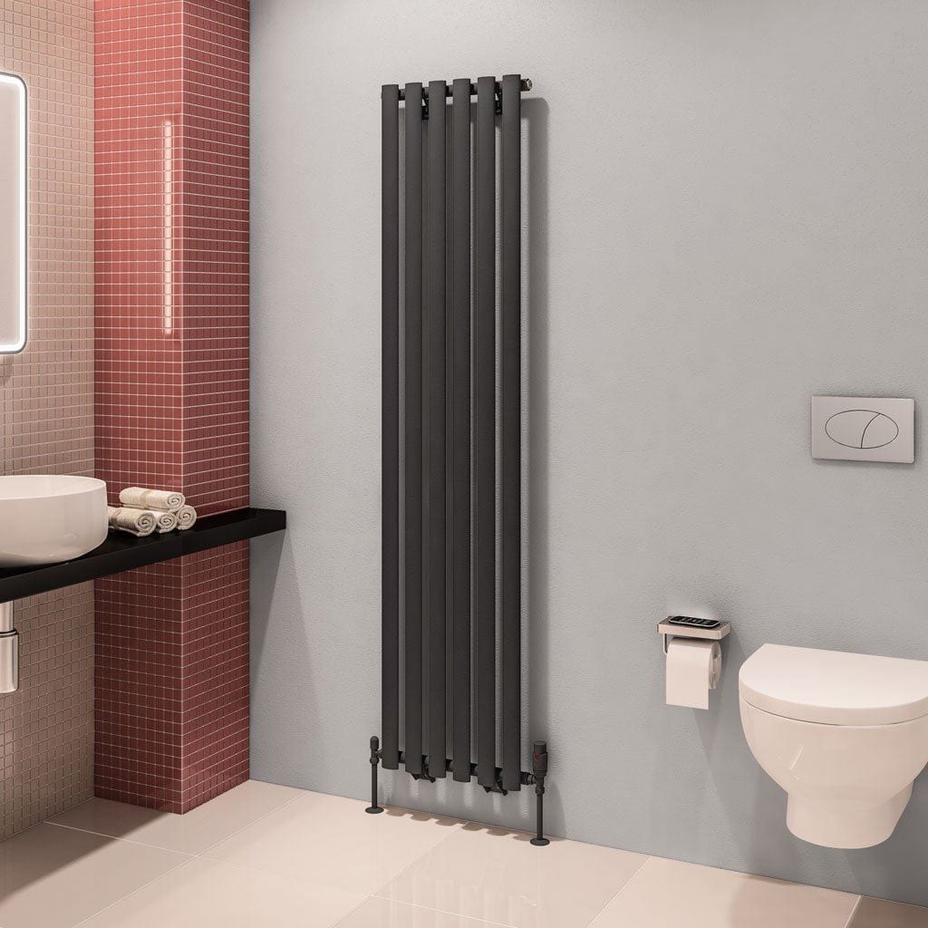 Eastbrook Designer Towel Radiator 1800 x 420mm Eastbrook Tunstall Straight Vertical Designer Radiator in Matt Anthracite