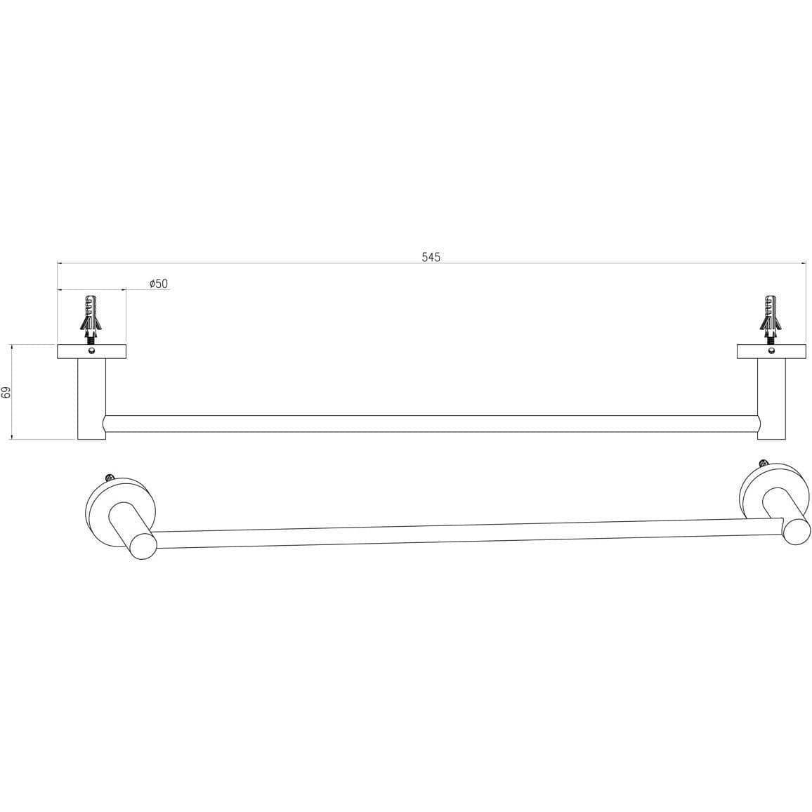 Aquarius Bathrooms Towel Rails and Rings Aquarius Mode 550mm Towel Rail