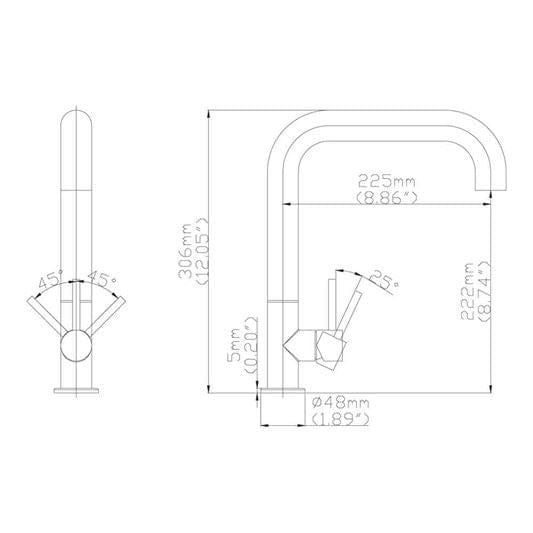 Crosswater Kitchen Tap Crosswater Tube Kitchen Sink Mixer Tap with Swivel Spout in Brushed Stainless Steel Effect