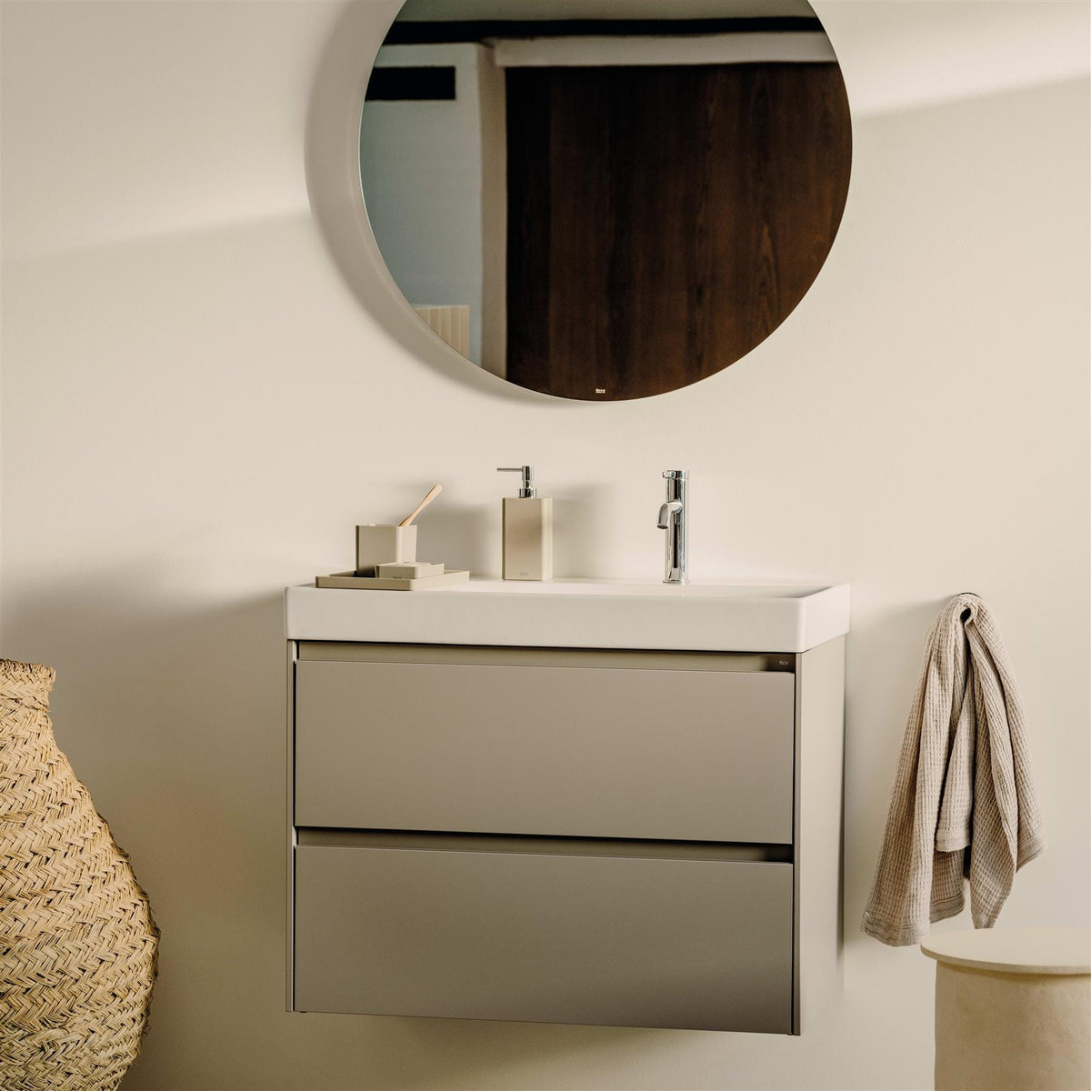 Roca Ona 800mm Wall Mounted Two Drawer Vanity Unit with Basin