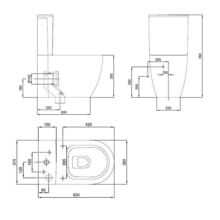 Crosswater Close Coupled Toilet Crosswater KAI X Compact Rimless Close Coupled Toilet with Cistern and Soft Close Quick Relese Seat