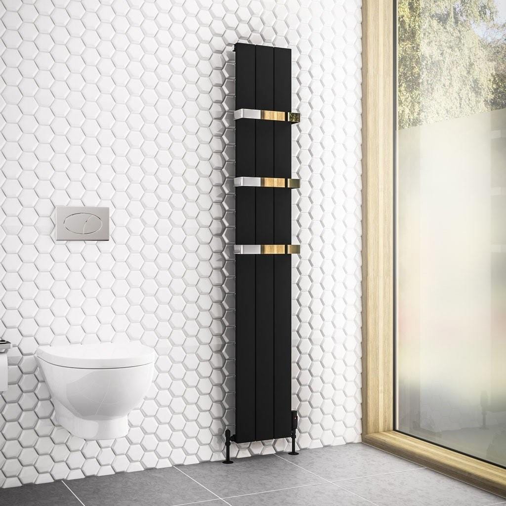 Eastbrook Panel Radiator 1800 x 280mm / Electric Only Eastbrook Rosano Straight Vertical Aluminium Radiator in Matt Black