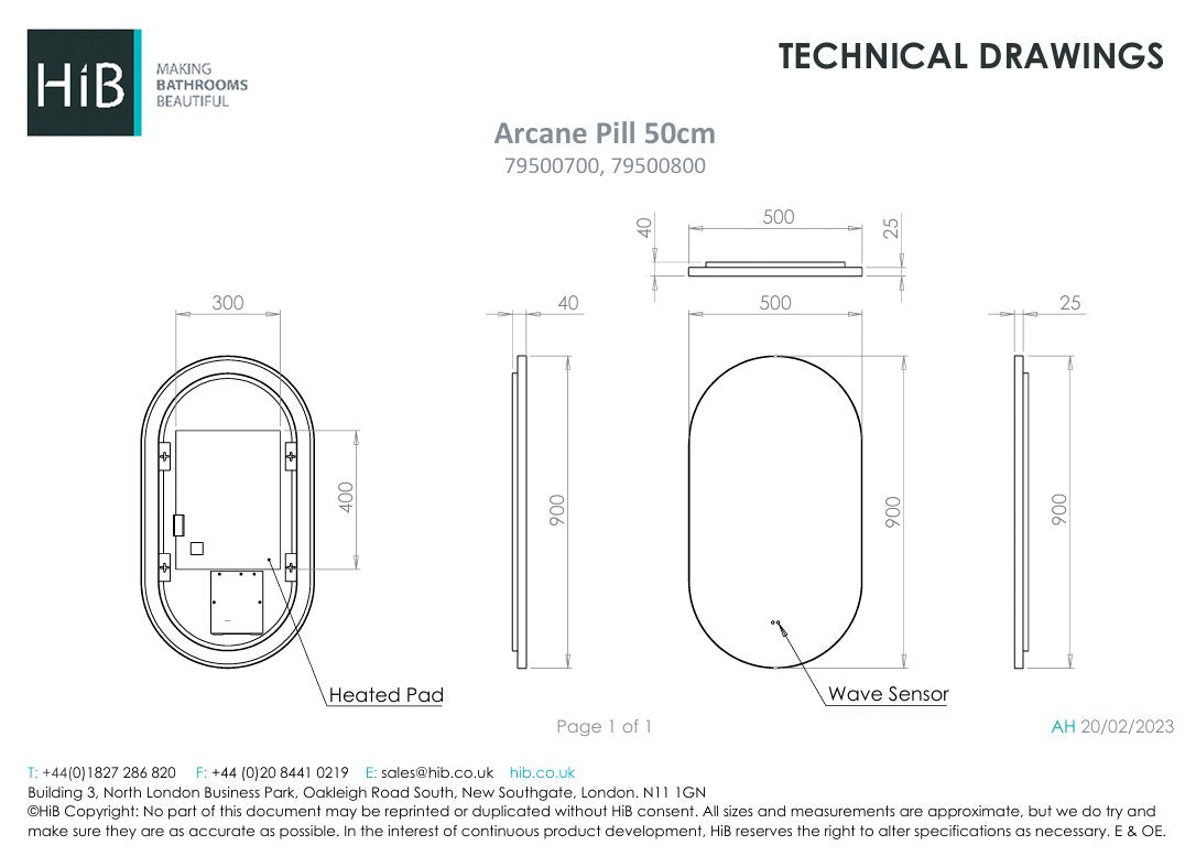 hib. Illuminated Mirror hib. Arcane Pill 50 LED Illuminated Mirror