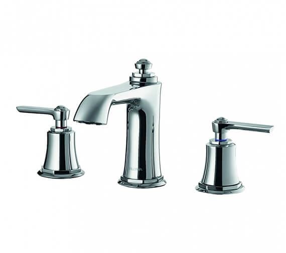 Flova 3 Tap Hole Basin Set Flova Liberty 3 Hole Basin Mixer Tap with Clicker Waste in Chrome