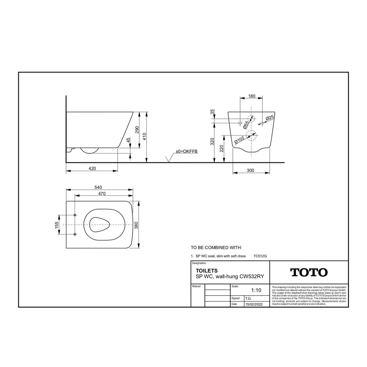 TOTO Wall Hung Toilet TOTO SP Wall Hung Rimless Toilet with Tornado Flush and Soft Close Seat