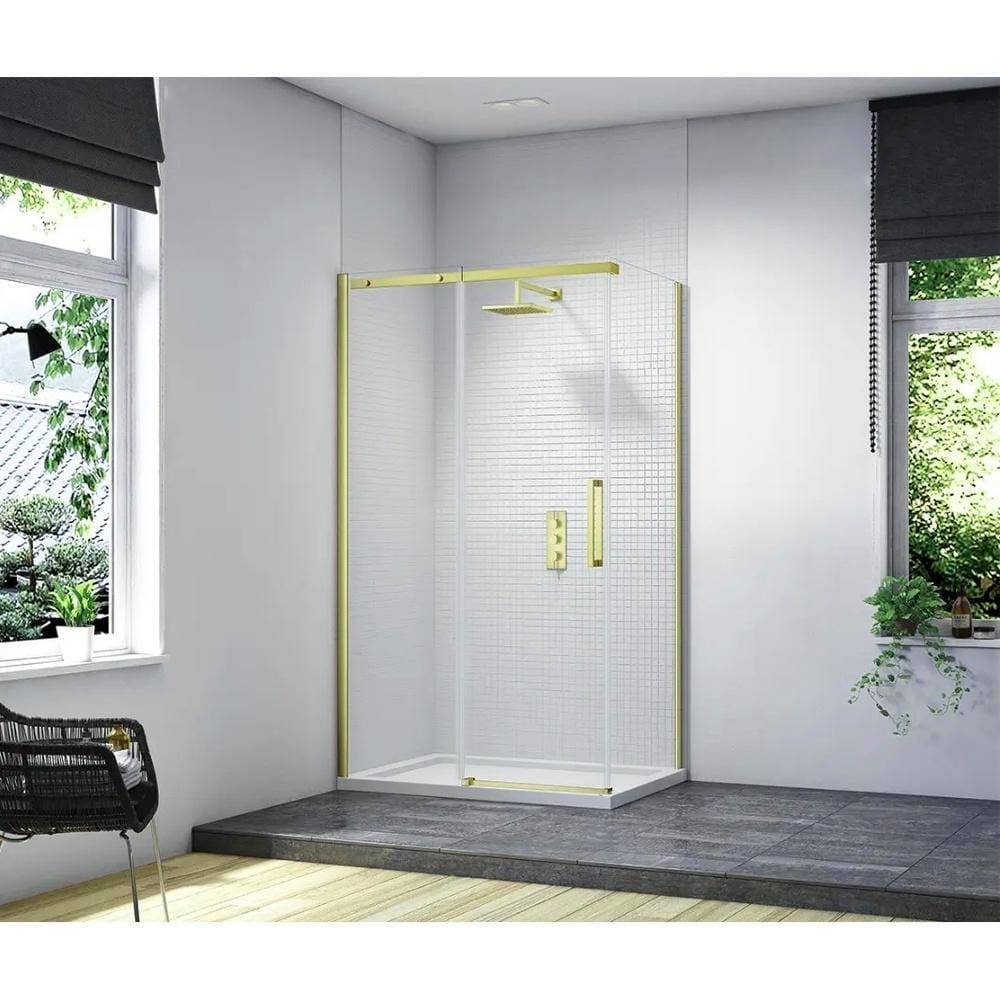 Merlyn Sliding Shower Door Brushed Brass / 1700mm Merlyn Ionic Frameless Sliding Shower Door