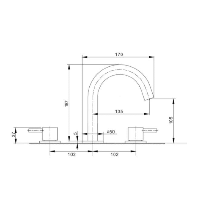Crosswater MPRO 3 Hole Basin Mixer Tap