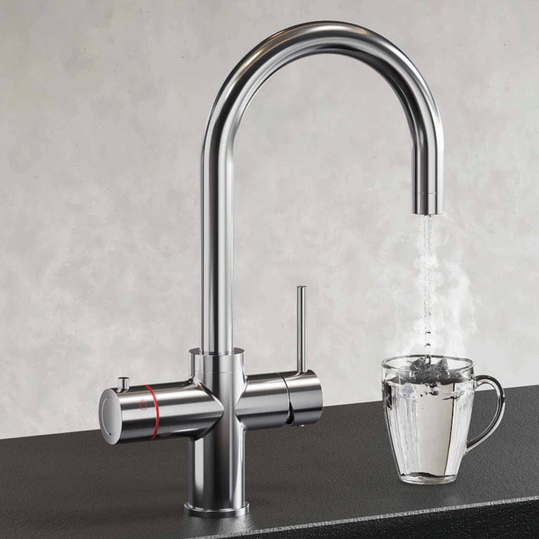Aquarius Instant Hot Water Tap Chrome Aquarius TrueCook 4-in-1 Instant Hot Water Kitchen Tap with Swan Spout