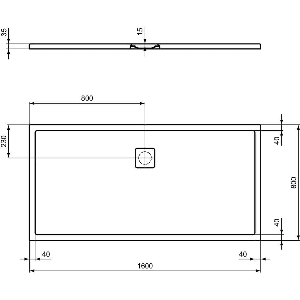 Ideal Standard Rectangle Shower Tray Ideal Standard Ultra Flat EVO 35mm Shower Tray in Silk White with Waste