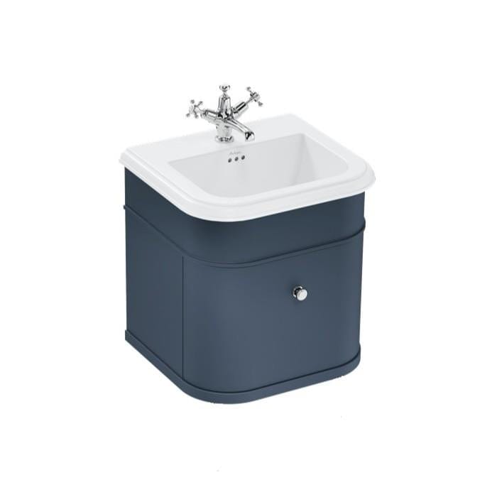 Burlington Wall Mounted Vanity Unit Blue / Ceramic Basin - 1 Tap Hole / Chrome Burlington Chalfont 550mm Wall Mounted Single Drawer Vanity Unit with Basin