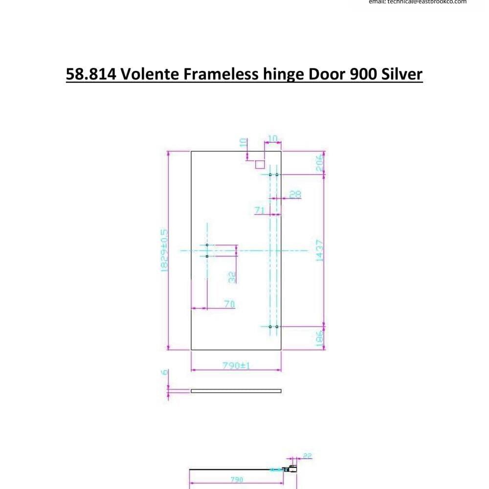 Eastbrook Hinged Shower Door 900mm Eastbrook Volente 6mm Frameless Hinged Door in Polished Chrome