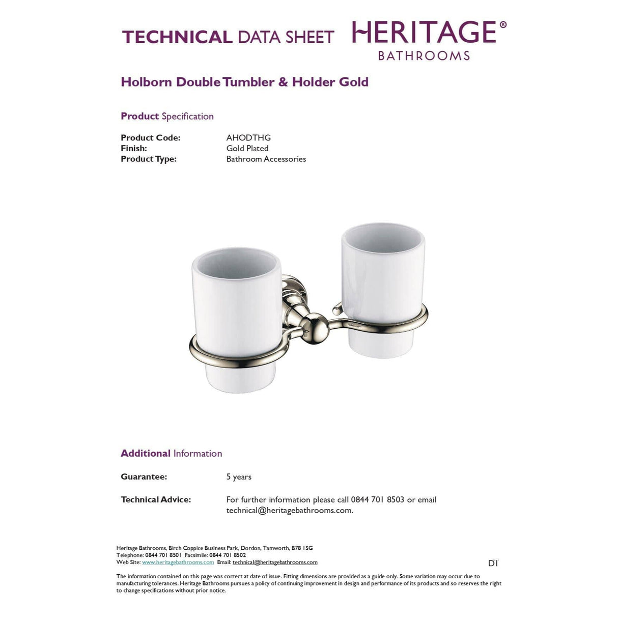Heritage Toothbrush Holder Heritage Holborn Double Tumbler and Holder