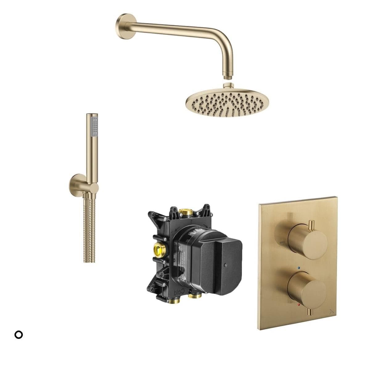 Crosswater Concealed Shower Set Brushed Brass / 200mm Shower Head Crosswater Crossbox 2 Handle 2 Outlet Shower Bundle Version 2