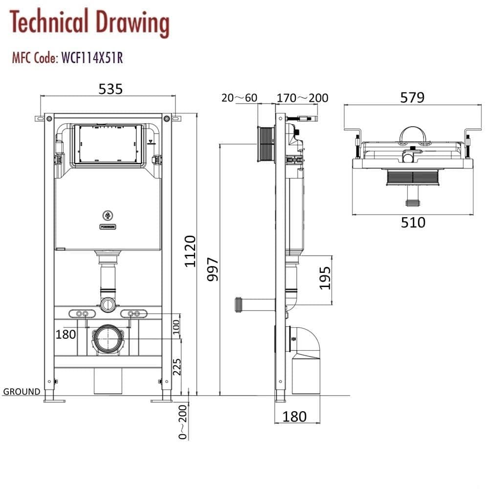 Crosswater Wall Hung WC Frame Crosswater 1.12m Dual Flush WC Support Frame Set with Flush Plate