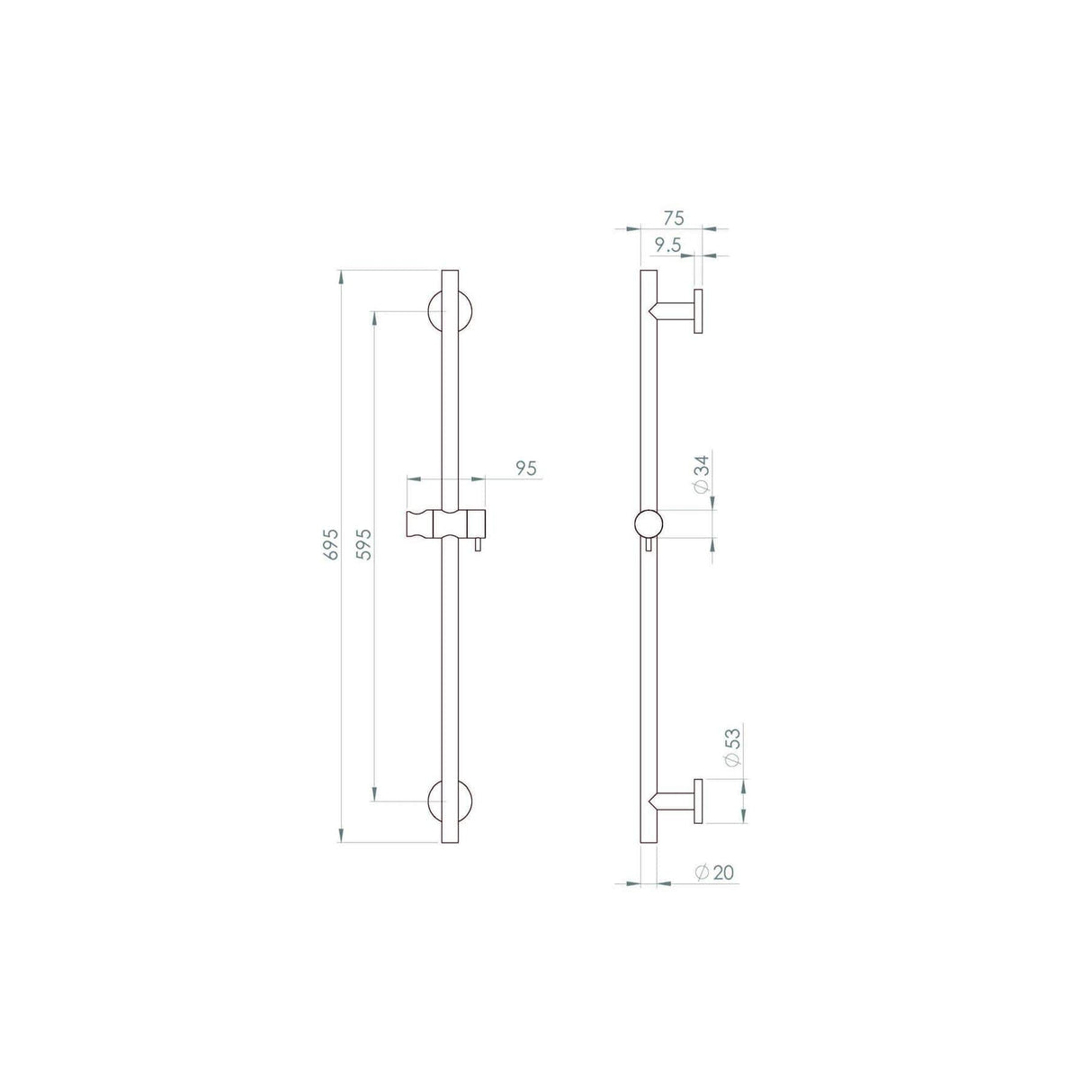 Saneux Concealed Shower Set Saneux COS 2 Outlet, 2 Handle Concealed Shower Valve Kit with 3 Function Handset, Shower Head and Slider Rail