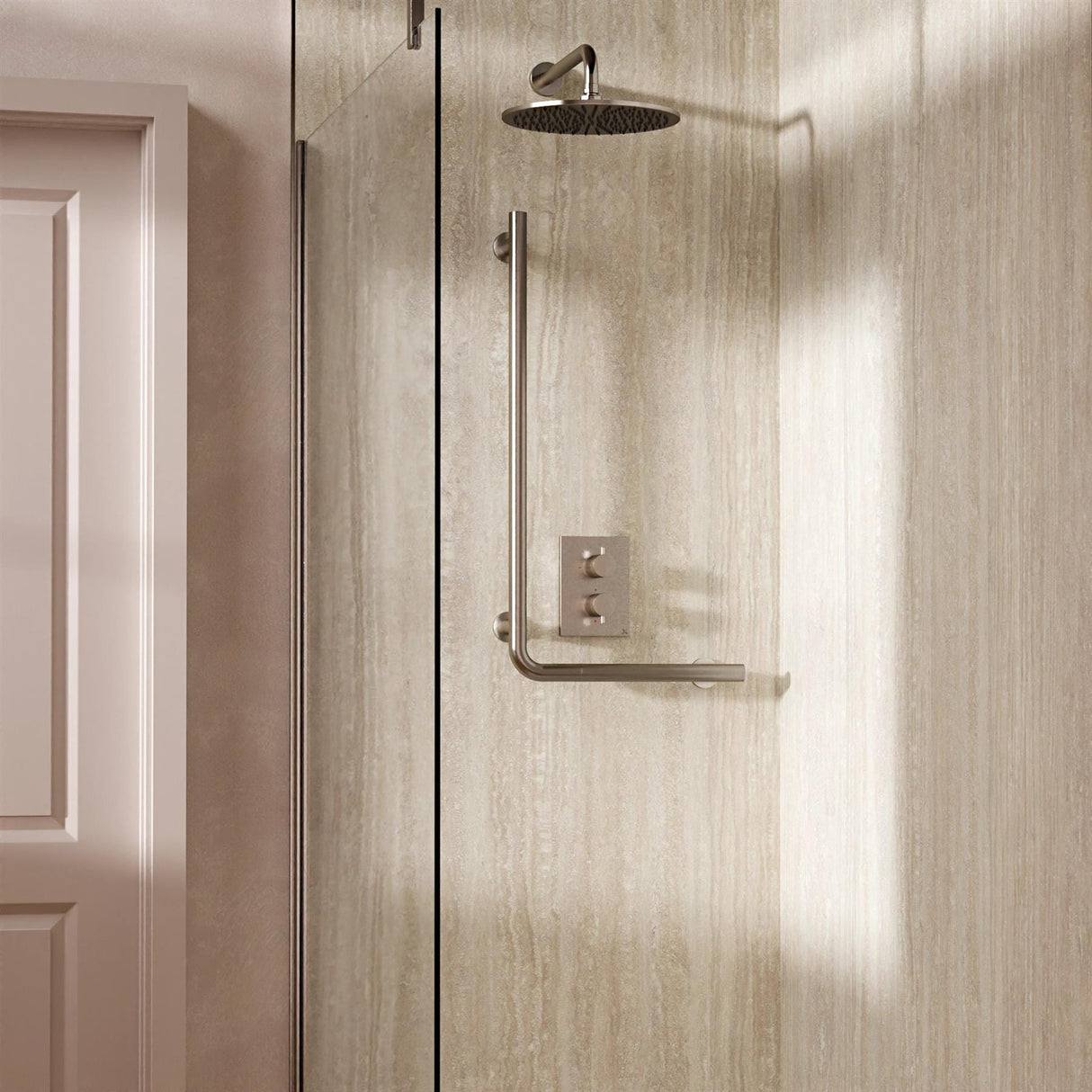 Crosswater Grab Rail/Bar Brushed Nickel Crosswater Right Angle Grab Bar