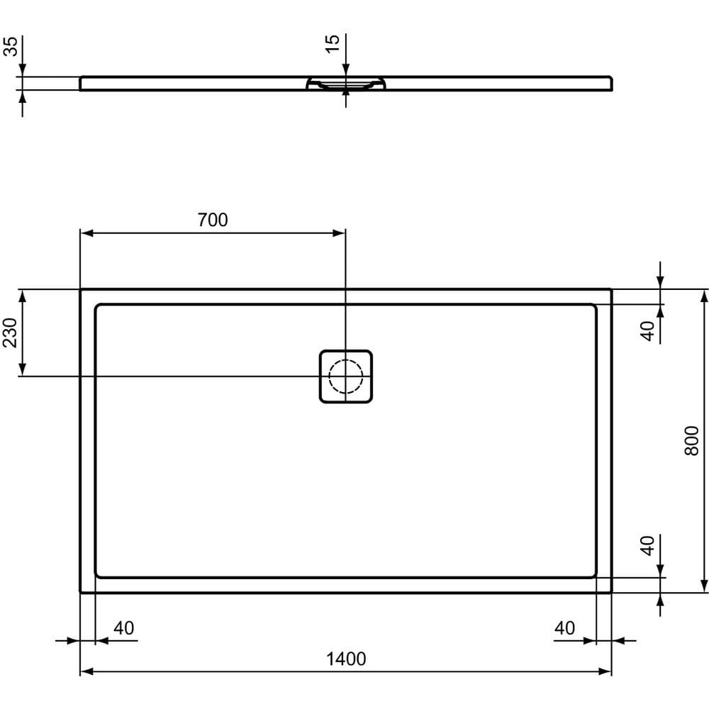 Ideal Standard Rectangle Shower Tray Ideal Standard Ultra Flat EVO 35mm Shower Tray in Silk White with Waste