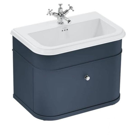 Burlington Wall Mounted Vanity Unit Blue / Ceramic Basin - 1 Tap Hole / Chrome Burlington Chalfont 750mm Wall Mounted Single Drawer Vanity Unit with Basin
