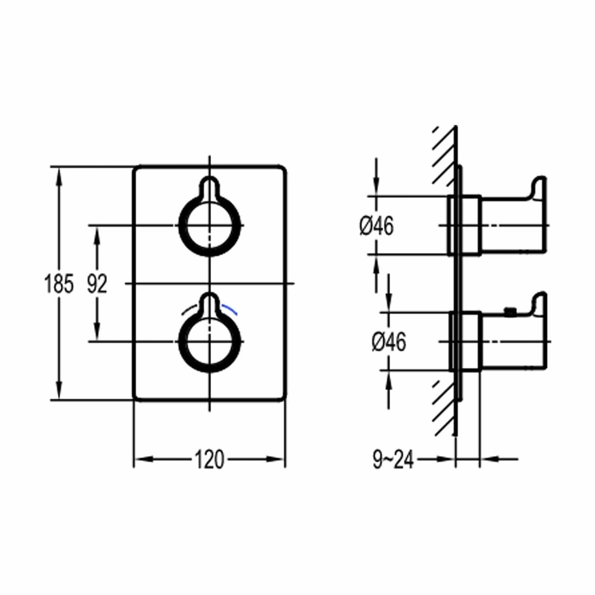 Flova Concealed Shower Valve Flova Moonlight Square 1, 2 or 3 Outlet SlimBOX Finishing Set