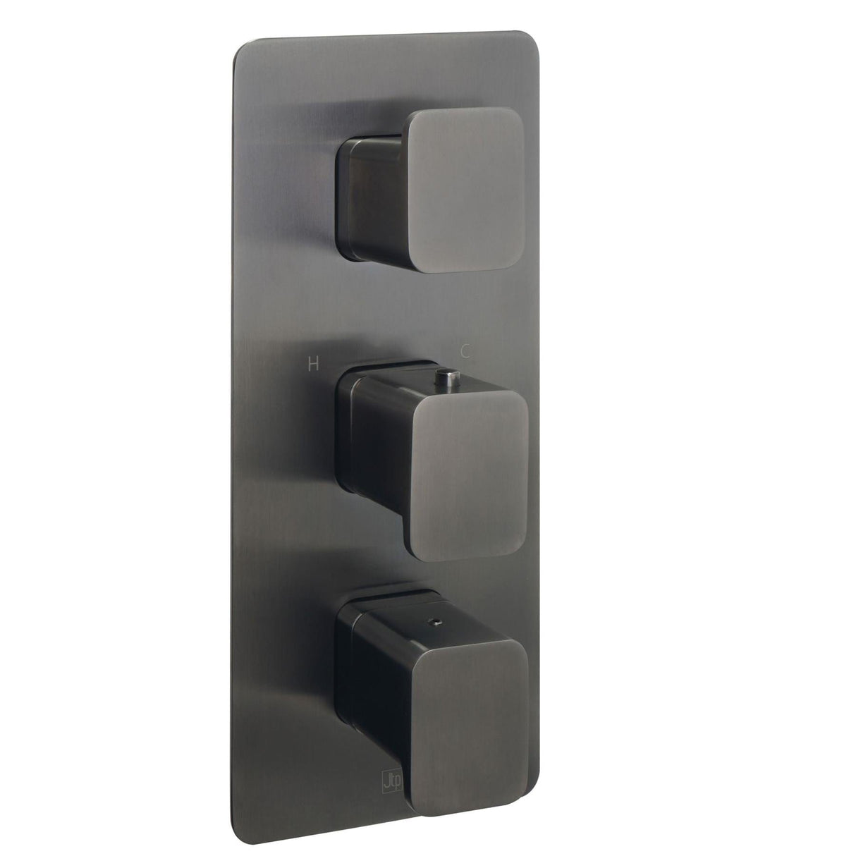 JTP Concealed Shower Valve Brushed Black JTP HIX 2 Outlet, 3 Handle Thermostatic Concealed Shower Valve