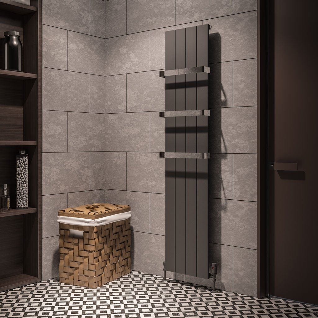 Eastbrook Panel Radiator 1800 x 375mm / Central Heating Eastbrook Rosano Straight Vertical Aluminium Radiator in Matt Anthracite