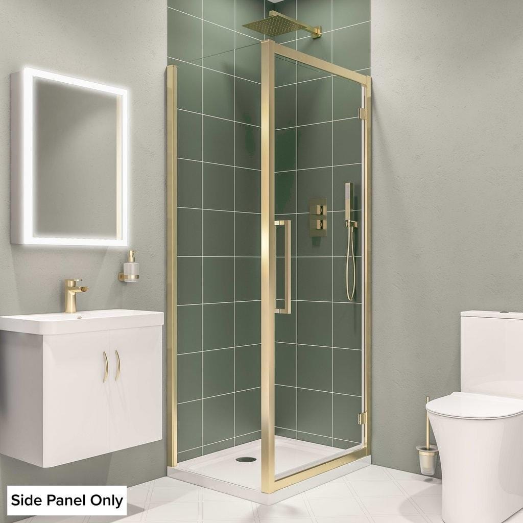 Eastbrook Side Panel Brushed Brass / 900mm Eastbrook Corniche 2000 8mm Side Panel for Hinged Doors