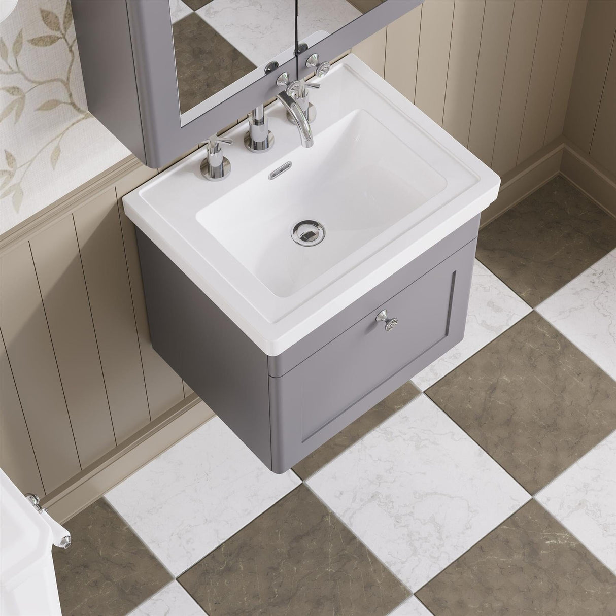 Aquarius Leighton 500mm Wall Mounted One Drawer Vanity Unit with Basin