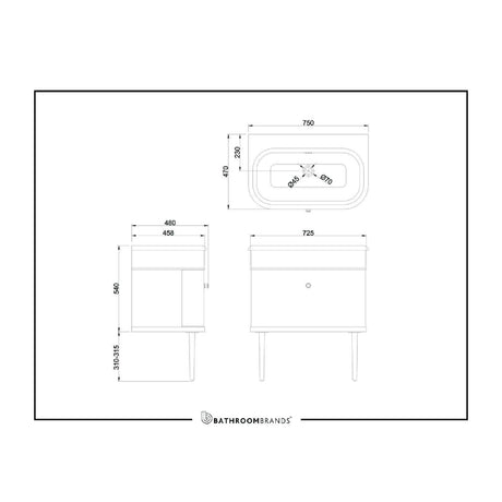 Burlington Wall Mounted Vanity Unit Burlington Chalfont 750mm Wall Mounted Single Drawer Vanity Unit with Basin