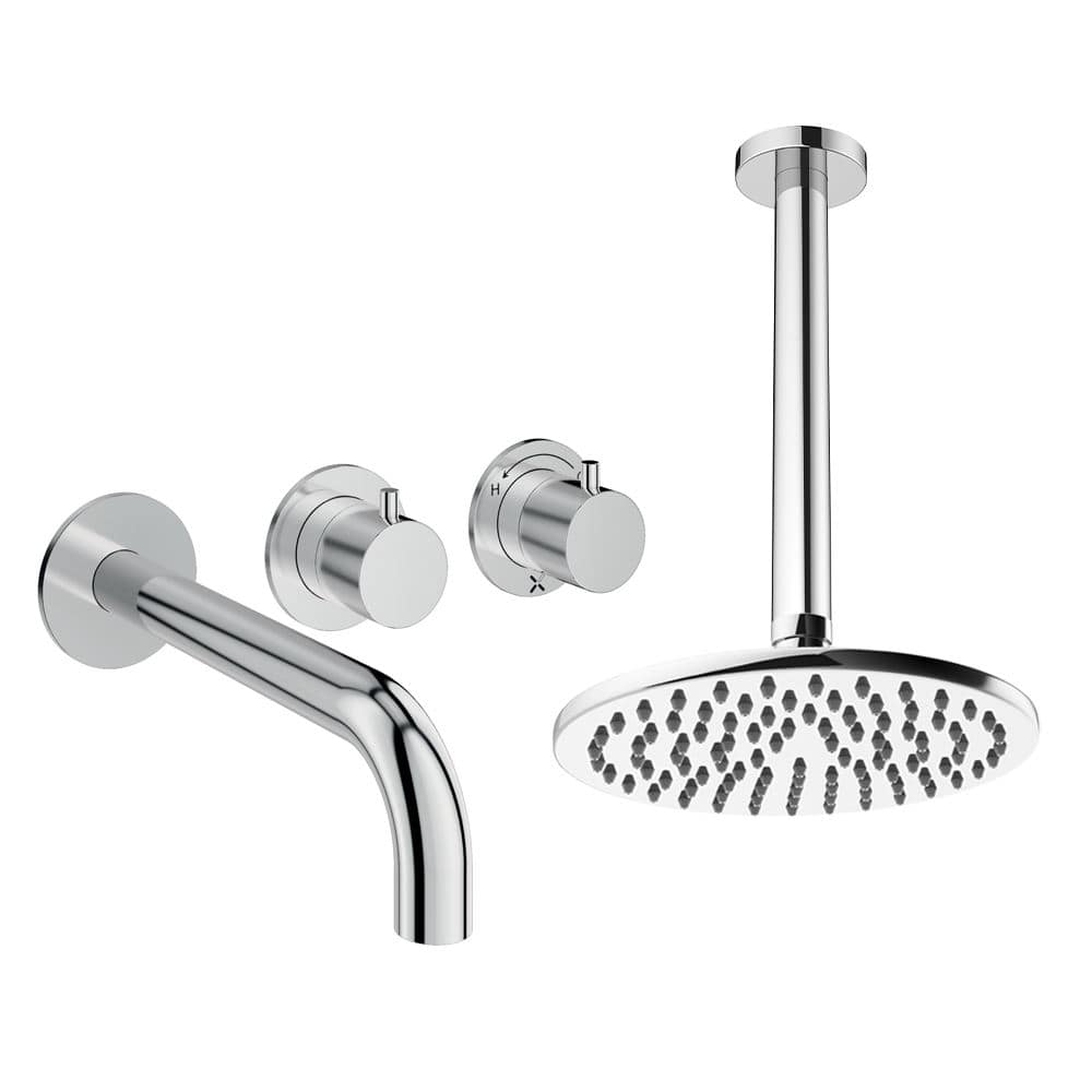 UK Bathroom Store Concealed Shower Set Crosswater Module Shower Set 3 with Fixed Overhead Shower and Bath Spout