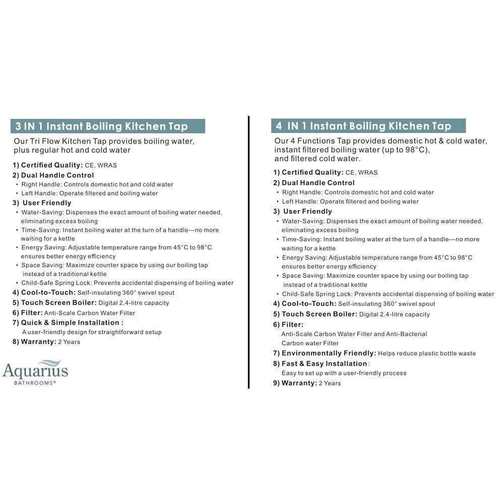 Aquarius Instant Hot Water Tap Aquarius TrueCook 3-in-1 Instant Hot Water Kitchen Tap with Swan Spout