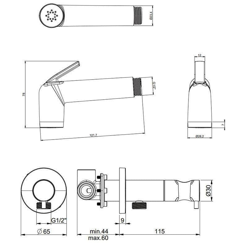 Crosswater Douche Crosswater MPRO Integrated Douche Valve, Handset & Holder