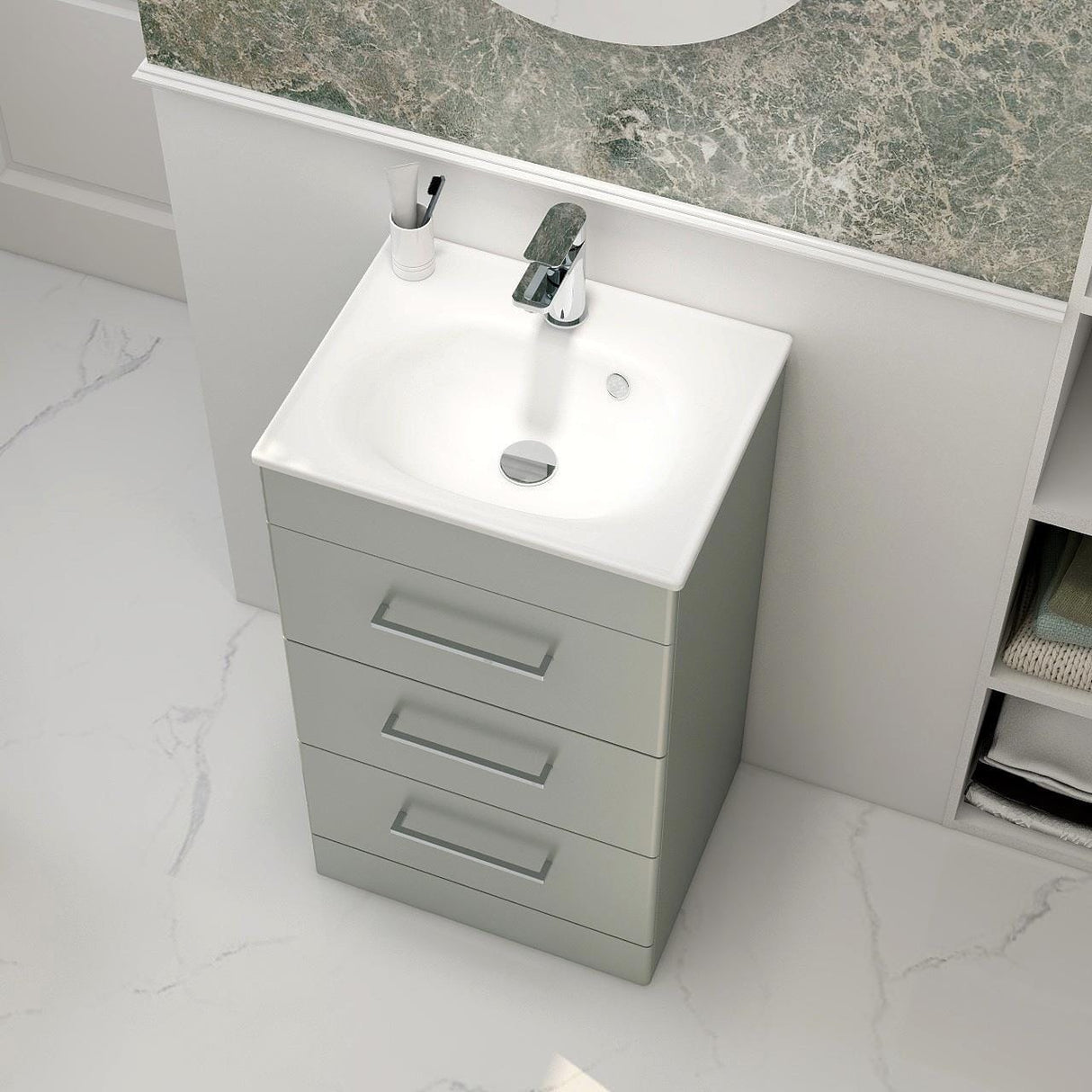 Imex Floor Standing Vanity Unit Pistachio / White Imex Croma Floor Standing Three Door 500mm Vanity Unit with 1 Tap Hole Basin