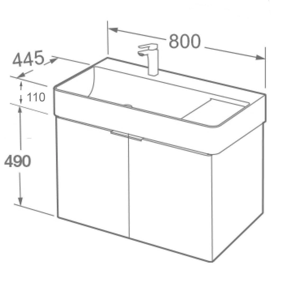 Imex Wall Mounted Vanity Unit Imex Blade Wall Mounted 800mm Double Door Vanity Unit with Basin in Matt Grey