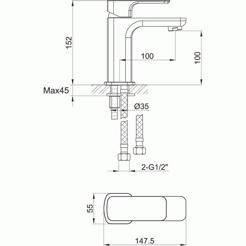 Imex Mono Basin Tap Imex Blade Basin Mixer Tap with Universal Waste