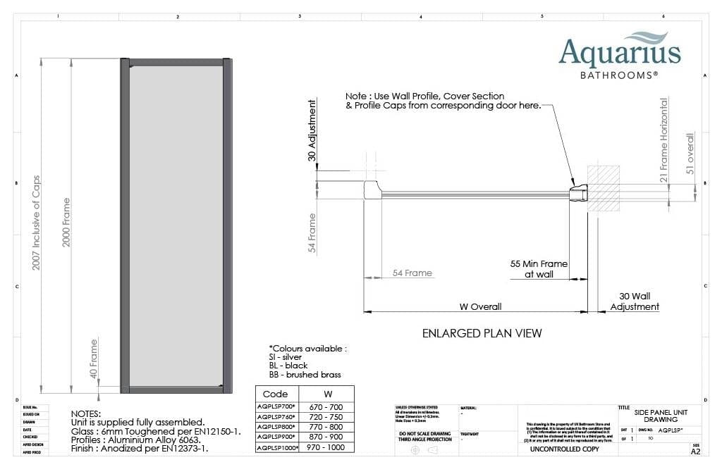 Aquarius Shower Door Aquarius Pluvia 6mm Shower Door Side Panel