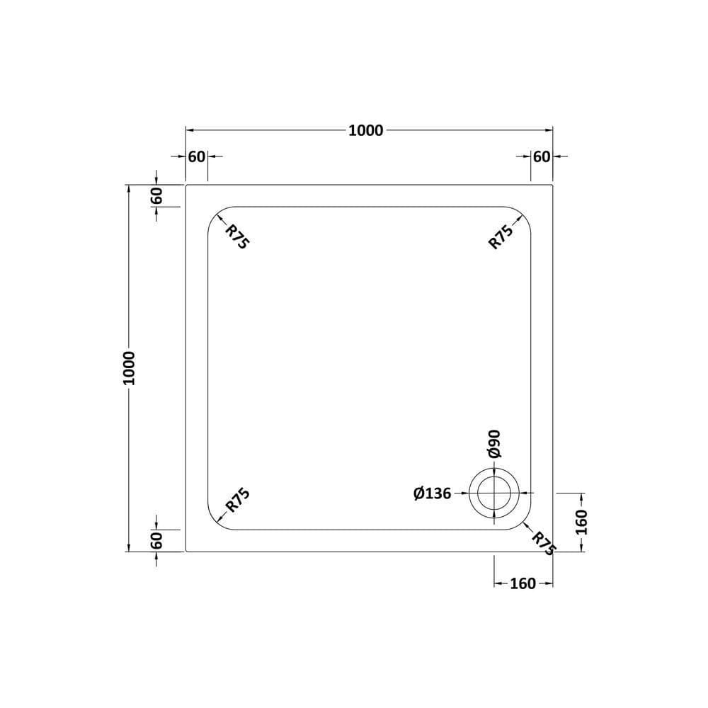 Aquarius Square Shower Tray Aquarius Urbano Square 45mm Stone Resin Shower Tray in Slate Grey