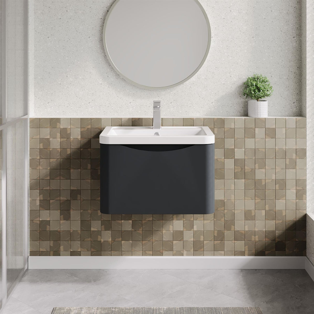Aquarius Bathrooms Wall Mounted Vanity Unit Aquarius Seren 600mm Wall Mounted One Drawer Vanity Unit with Basin