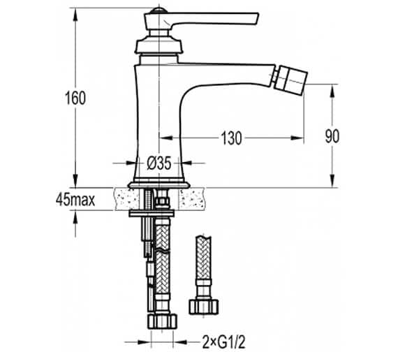Flova Bidet Tap Flova Liberty Bidet Mixer Tap with Clicker Waste