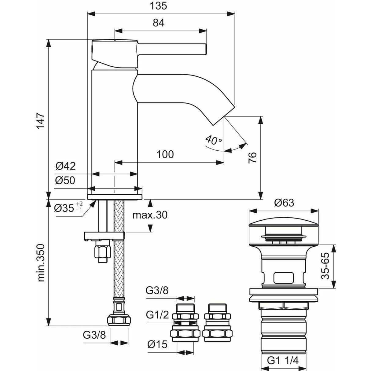 Ideal Standard Basin Mixer Tap Ideal Standard Ceraline Single Lever Basin Mixer Tap with Clicker Waste in Chrome