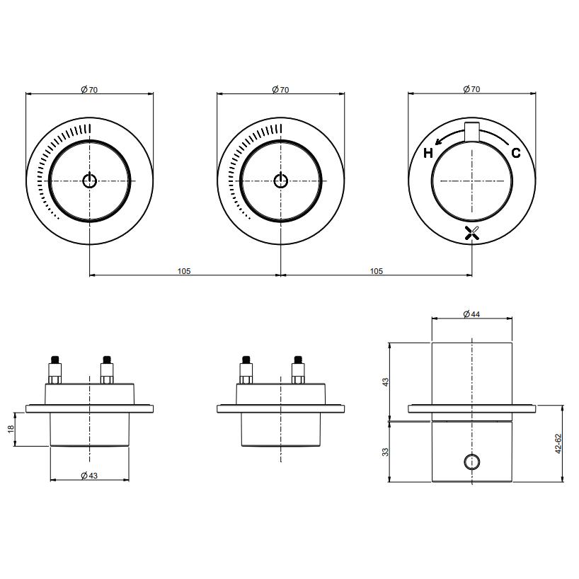 UK Bathroom Store Concealed Shower Set Crosswater Module Plus Push Shower Set 8 - 2 Outlet with Dual Outlet Recessed Shower Head