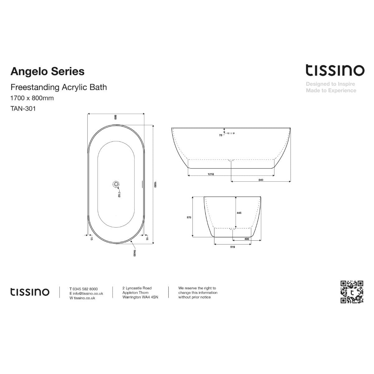 Tissino Modern Freestanding Bath Tissino Angelo Acrylic Freestanding Bath
