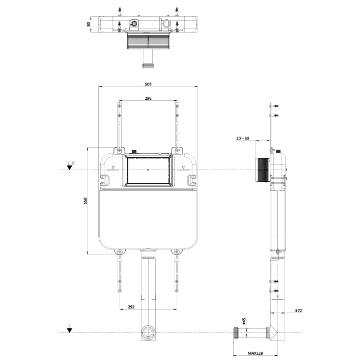 Burlington Concealed Cistern Burlington Slimline Dual Flush Concealed Cistern with Discharge Pipe and Installation Kit