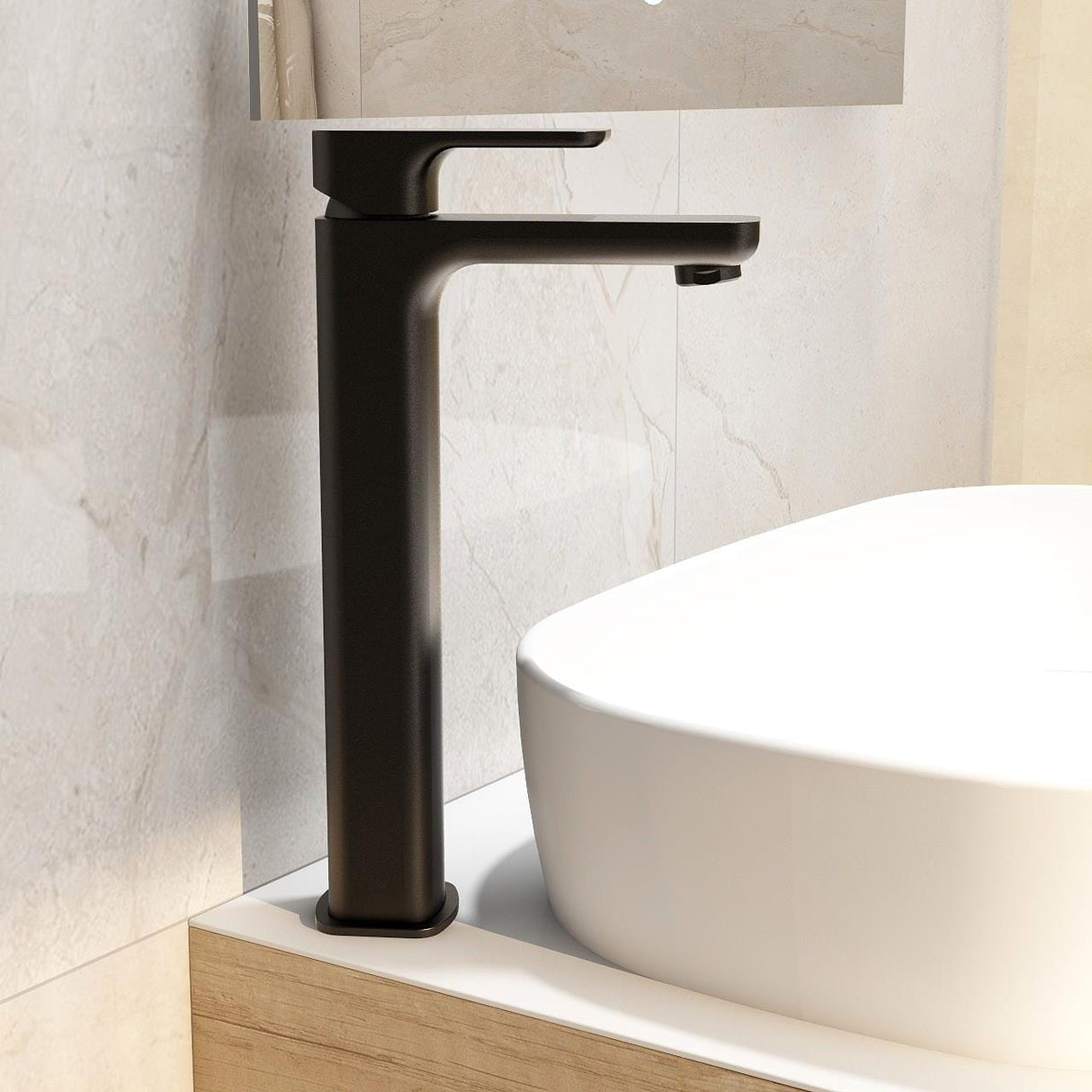 Imex Mono Basin Tap Matt Black Imex Blade Tall Single Lever Basin Mixer Tap with Universal Clicker Waste