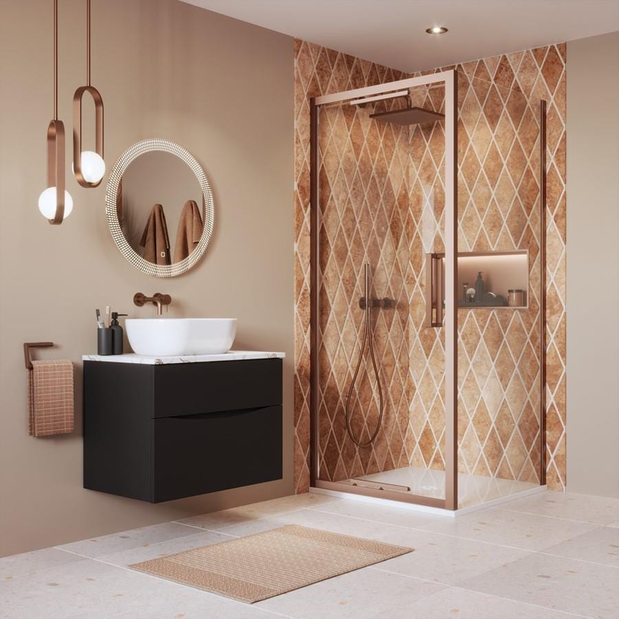 Crosswater In-Fold Shower Door Brushed Bronze / 2000 x 900 Crosswater Asura 8mm Infold Shower Door Side Panel